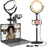 Computer Ring Light for Video Conference Lighting, Desktop Ring Lights with Stand for Laptop Zoom Light/Online Virtual Meeting/Video Call, Selfie Light for Phone Video Recording, Makeup, Live Stream