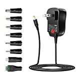 Belker Universal AC/DC Adapter Multi-Voltage Regulated Switching Power Supply with 9 Selectable Adapter Plugs for 3V 4.5V 5V 6V 7.5V 9V 12V Household Electronics - 2Amps Max