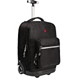 WEISHENGDA 18 inches Wheeled Rolling Backpack for Boys and Girls School Student Books Laptop Travel Trolley Bag, Black