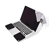Kutasu Laptop Wrist Rest Pads - Set of 2, 10x9cm, 5mm Thick, Universal fit Notebooks/MacBooks, Soft Black Lycra Fabric, Non-Slip Rubber Bottom - Comes with Microfiber Screen Cleaning Cloth