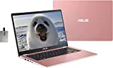 ASUS 2022 14' HD Laptop, Intel Celeron N4020 Processor, 4GB RAM, 64GB eMMC , Webcam, Intel HD Graphics 500, Bluetooth, Windows 11 S, Rose Gold, 128GB SnowBell USB Card
