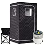 Full Body Home Steam Sauna Set, 4L Large Steam Pot One Person Portable Sauna Spa with Time & Temperature Remote Control, Upgraded Chair for Detox Therapy（Grey Border, 33.9' L*33.9' W*65.8' H）