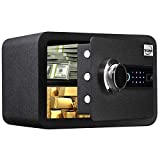 Tenamic Biometric Fingerprint Safe Box 0.85 Cubic Feet Fireproof Waterproof Safe Box with Induction Light and Leather, Solid Alloy Steel Office Hotel Home Cabinet Safe, Black
