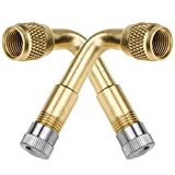 Mellbree 2-Pack Tire Valve Extension, 90 Degree Schrader Tire Valve Stem Extension Brass Adaptor Compatible for Passenger Cars, Stroller, Bicycles, Motorcycles, Trailers, RV and Recreational Vehicles