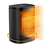 Space Heater – 70°Oscillating Portable Heater with Thermostat, 1500W PTC Ceramic Heater with 3 Modes, 12h Timer, Safety & Fast - Quiet Heat, Small Electric Heaters for Indoor Use, Bedroom, Office