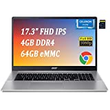 Acer Chromebook 317 Business Laptop I 17.3' FHD IPS ComfyView Display I Intel Celeron N4500 I 4GB DDR4 64GB eMMC I Intel UHD Graphics USB-C ChromeOS Silver + 32GB MicroSD Card