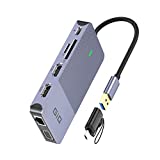 USB Docking Station GIQ USB C hub USB 3.0 to Dual HDMI VGA Adapter Triple Display USB C Laptop Docking Station Dual Display Compatible with MacBook M1 USB Dock-Grey