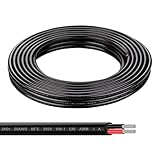 Geosiry Electrical Wire - 20Ft 20AWG Tinned Copper Hookup Wire, 2 Core Flexible Extension Power Cord for Auto，Insulated Stranded Cable for Outdoor Lighting Boat Marine Solar -Black(20AWG 20Ft)