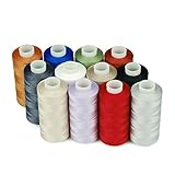 Simthread 12 Multi Colors All Purposes Cotton Quilting Thread 50s/3 Thread for Piecing Sewing etc - 550 Yards Each 12C01