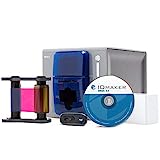 ID Maker Zenius 1 Sided Card Printer Machine & Supply Kit for Badge Printing - Print Professional Quality Identification Badge - IDMaker Software, Premium Camera, 200-Print Color Ribbon, 200 PVC Cards