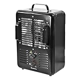 Comfort Zone CZ799BK 1,500-Watt Milkhouse Style Electric Portable Utility Heater with Adjustable Thermostat, Overheat Protection, 3-Prong Plug, and Safety Tip-Over Switch, Black