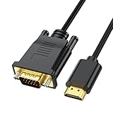 HDMI to VGA Cable 6 Feet, HDMI to VGA Adapter (Male to Male) 1080P HD Video Cord Compatible for Computer, Desktop, Laptop, PC, Monitor, Projector, HDTV and More (NOT Bidirectional, 1.8M)