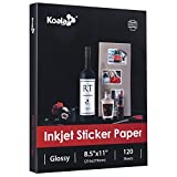 (120 Sheets) Koala Glossy Sticker Paper for Inkjet Printer, Printable Sticker Paper White, 8.5x11 Inch Self-Adhesive Photo Sticker Printer Paper