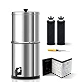 Purewell Stainless Steel Gravity-Fed Water Filter, High Capacity 2.9 Gallon with 2 Purification Elements for Home and Camping Use