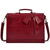 ECOSUSI Briefcase for Women Laptop Bag for School Briefcase Crossbody Messenger Bags Vegan Leather Satchel Purse Fit 14 Inches Laptop, Red