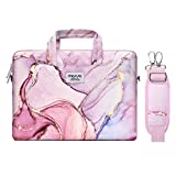 MOSISO Laptop Shoulder Bag Compatible with MacBook Pro 16 inch 2023-2019 M2 A2780 M1 A2485 Pro/Max A2141/Pro Retina 15 A1398,15-15.6 inch Notebook,Polyester Briefcase Sleeve with Belt Marble MO-MBH216