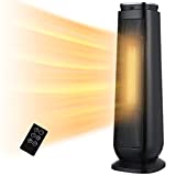 Aikoper Space Heater, 1500W Ceramic Tower Heater, Portable Electric Oscillating Heater with Adjustable Thermostat, ECO Mode, Remote Control, 8-Hrs Timer, Overheat & Tip-over Protection for Indoor Use