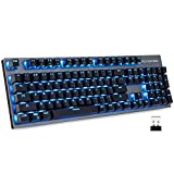 Motospeed 2.4GHz Wireless/USB Wired Mechanical Keyboard 104Keys Led Backlit Blue Switches Gaming Keyboard for Gaming and Typing,Compatible for Mac/PC/Laptop