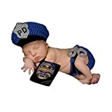 SUNBABY Newborn Baby Handmade Crochet Knitting Costume Infant Photo Photography Prop Hats Pants Suit (Policeman Suit) Medium Size