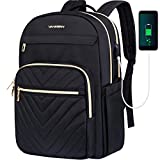 VANKEAN 15.6 Inch Laptop Backpack for Women Men Work Laptop Bag Fashion with USB Port, Waterproof Backpacks Teacher Nurse Stylish Travel Bags Casual Daypacks for School, College, Business, Black