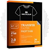 MECOLOUR Heat Transfer Paper for Dark Fabric T Shirt 20 Pack 8.5' x11' Iron-On Transfer Paper Printable Heat Transfer Vinyl, for Inkjet Printer