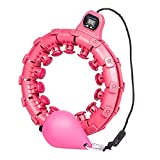 ZANOTY Weighted Smart Hula Hoop, Hula Hoops for Adults Weight Loss, 24 Detachable Knots, Massage, Home Exercise Hoola Hoop, 360° Smooth Rotation with Counter, Perfect for Adults and Children (Pink)