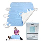 Atcha Ba Washable and Reusable Positioning Bed Pad with Handles, Waterproof Incontinence Underpad (Blue, 1-Pack)