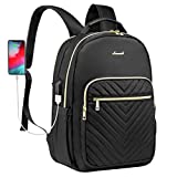 LOVEVOOK Laptop Backpack for Women,Laptop Bag for Women 17.3 inch,Waterproof Travel Backpack Purse,Stylish Womens Backpack,Work Computer Bags Bookbag Teacher School Back Pack with USB Port,Black