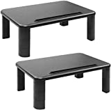 HUANUO Monitor Stand, 3 Height Adjustable Monitor Stand, Monitor Stand Riser with Tablet/Phone Holder for Desk, Desktop Riser for Printer, Laptop, PC Tower, for Home & Office Use(Black, 2 Packs)