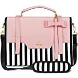 Laptop Bag for Women, 17 inch Cute Computer Briefcase Laptop Carrying Case, Lightweight Messenger Sleeves Shoulder Work Tote Bag with Bow & RFID Pocket Gift for College Office Business Travel, Pink