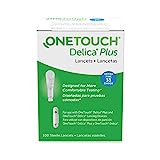 OneTouch Delica Plus Lancets for Diabetes Testing | Extra Fine 33 Gauge Lancets for Blood Test | Diabetic Supplies for Blood Sugar Monitor | Lancets for Lancing Device, 100 Count