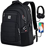 Bagsure Travel Laptop Backpack, Business Water Resistant Laptop Backpack with USB Charging Port, Durable Anti Theft College School Computer Bag for Men & Women Fits 15.6 Inch Notebook & Laptop