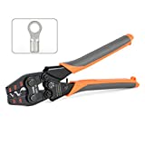 IWISS Non-Insulated Terminal Crimping Tool,Ratchet Crimping Tools from AWG 22-6,Copper Butt Connector,Splice Wire Connectors,Open Barrel Terminals