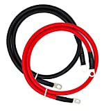 4 AWG Battery Cables,Gauge Power Inverter Cables with 5/16' Ring Terminals for Solar,RV,Auto,Marine Car,Boat （Length 3 ft)