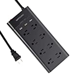 WANDOFO 2 Prong Power Strip, Polarized 2 Prong to 3 Prong Outlet Adapter with 5V 3.1A USB, 6ft Long Extension Cord, 1050J Surge Protector, Wall Mountable, Ideal for Non-Grounded Outlets, Black