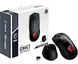 MSI Clutch GM41 Lightweight Wireless Gaming Mouse & Charging Dock, 20,000 DPI, 60M Omron Switches, Fast-Charging 80Hr Battery, RGB Mystic Light, 6 Programmable Buttons, PC/Mac
