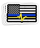 Police Dispatcher - Thin Gold Line Flag Gift Decorations - 4x3 Vinyl Stickers, Laptop Decal, Water Bottle Sticker (Set of 3)