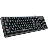 Basaltech Mechanical Feeling Keyboard with LED Backlit, 104-Key Quiet Membrane Keyboard for Gaming or Office, Ergonomic Silent Water-Resistant Light Up Wired USB for Computer,Mac,Laptop