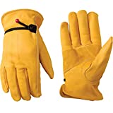 Wells Lamont Men's Cowhide Leather Work Gloves | Adjustable Wrist, Puncture and Cut Resistant | Medium (1132M)