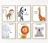 Woodland Nursery Decor - Baby Room Décor, Safari Jungle Animal Wall Art for Nursery, Boho Nursery Playroom Decor, Great Kid’s Room Decoration - Boys and Girls, Set of 6 Fine Art Matte Paper Print– 8x10' (Unframed) Made in USA