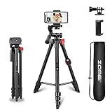 Phone Tripod ，ZOMEI Tripod for iPhone with Remote Shutter and Phone Holder, Compatible with iPhone/Android/Sport Camera, Perfect for Selfie, Video, Live Stream, Vlogging, Facebook, Tiktok