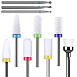 10pcs Professional Ceramic Nail Drill Bits Set - YaFex 3/32'' Diamond Carbide Nail Drill Bit Rotary Burrs for Electric Manicure Pedicure Nail File Machine