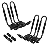 PIRIPARA Kayak Roof Rack 2 Pairs J-Bar Carrier Holder for Canoe, SUV, Cars, Truck, Car Top Mount Racks for Trip, Set of 4