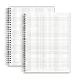 HULYTRAAT Large Graph Ruled Wirebound Spiral Notebook, 8.5 x 11 Inches, 5 X 5 Graph Ruled (5 sq/in) Paper Pad, Premium 100gsm Ivory White Acid-Free Paper, 128 Squared/Grid Pages per Book (Pack of 2)