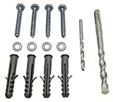 Lag Bolt Kit for Mounting TV Bracket Into Wood Or Concrete - Includes Heavy Duty Bolts, Fischer Concrete Anchors and 2 Drill Bits