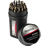 HIDOTOL Cobalt Drill Bit Set 29 PCS - M35 High Speed Steel Twist Jobber Length Drill Bits for Hardened Metal, Stainless Steel, Cast Iron, Plastic and Wood with Indexed Round Case, 1/16'-1/2' by 1/64' increments