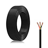 Evertine 18 Gauge Electric Wire 18AWG Extension Cable Wire 100ft 3 Conductor Copper Wire with Ground 3 Core Blackwire RVV Cord (300/500V)