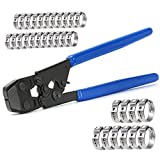 JWGJW PEX Clamp Cinch Tool Crimping Tool Crimper for Stainless Steel Clamps from 3/8'to 1' with 1/2' 22PCS and 3/4' 10PCS PEX Clamps (002)