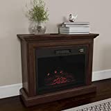 Mobile Electric Fireplace with Mantel-Portable Heater on Wheels, Remote Control, LED Flames & Faux Logs, Adjustable Heat & Light by Northwest (Brown)