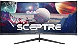 Sceptre 30-inch Curved Gaming Monitor 21:9 2560x1080 Ultra Wide Ultra Slim HDMI DisplayPort up to 200Hz Build-in Speakers, Metal Black (C305B-200UN1)